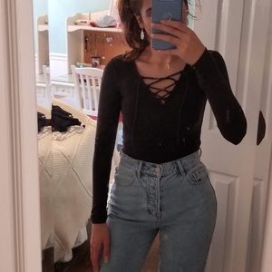 Black criss cross long sleeve